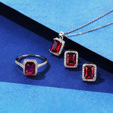 Luxury Bridal Jewelry Set with Radiant Cut Simulated Diamonds in 925 Sterling Silver with White Gold Plating