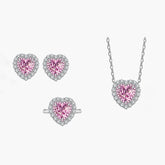Heart-Cut Pink and Yellow Simulated Diamond Jewelry Set in Sterling Silver