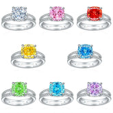 3.5-Carat Cushion Cut Simulated Diamond Engagement Ring with Accents in Multi Colors