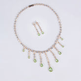 Chic Pear-Cut Necklace and Earrings Set with Simulated Diamonds in White Gold and 18K Gold Plating
