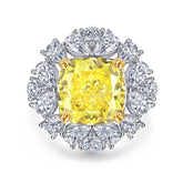 7.0-Carat Round Cut Simulated Yellow Diamond Engagement Ring with 4-Prong Setting