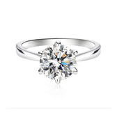 Round Moissanite Solitaire Engagement Ring in Sterling Silver (Available in Multiple Carat Sizes)