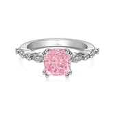 1.75-Carat Cushion Cut Pink Simulated Diamond Engagement Ring