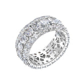 Heart Cut Simulated Diamond Wedding Band in White Gold-Plated Sterling Silver