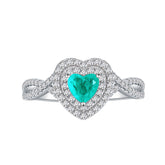 1.0-Carat Heart Cut Paraiba Tourmaline Engagement Ring with Halo Design