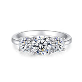 4.0 Carat Round Simulated Diamond Three-Stone Engagement Ring in Sterling Silver