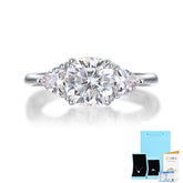 1.6-Carat Cushion Moissanite Three-Stone Engagement Ring in Sterling Silver with GRA Certificate