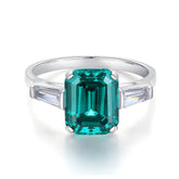 Three Stones 4.0-Carat Emerald Cut Simulated Diamond Engagement Ring