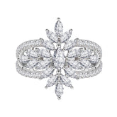 Unique Marquise Cut Simulated Colorless Diamond Engagement Ring