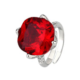 14-Carat Cushion Cut Red, Blue, Pink, and Aquamarine Simulated Gemstones Engagement Ring