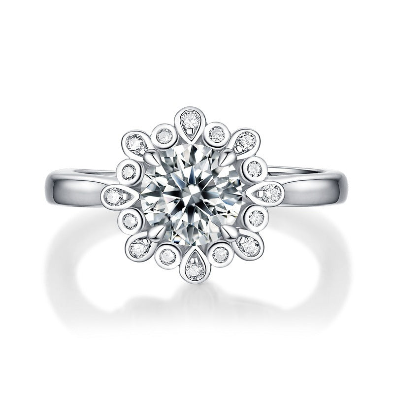 Adjustable 1-Carat Round Moissanite Fashion Ring in Sterling Silver with GRA Certificate