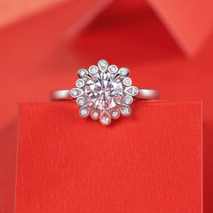 Adjustable 1-Carat Round Moissanite Fashion Ring in Sterling Silver with GRA Certificate