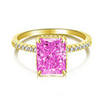 Accented 4.0-Carat Radiant Cut Multi-Colored Simulated Diamond Engagement Ring