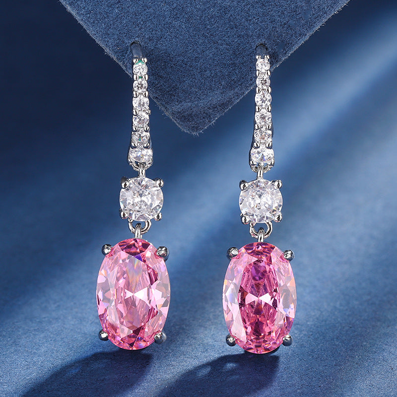 Simulated Gemstone Jewelry Set in White Gold-Plated Copper with Oval-Cut Stones