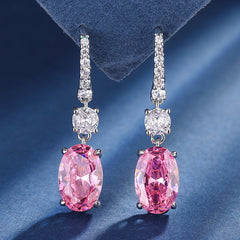 Simulated Gemstone Jewelry Set in White Gold-Plated Copper with Oval-Cut Stones