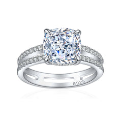 3.5-Carat Cushion Cut Simulated Diamond Engagement Ring with Accents in Multi Colors