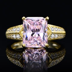 5.6-Carat Radiant Cut Multi-Color Simulated Diamond Engagement Ring