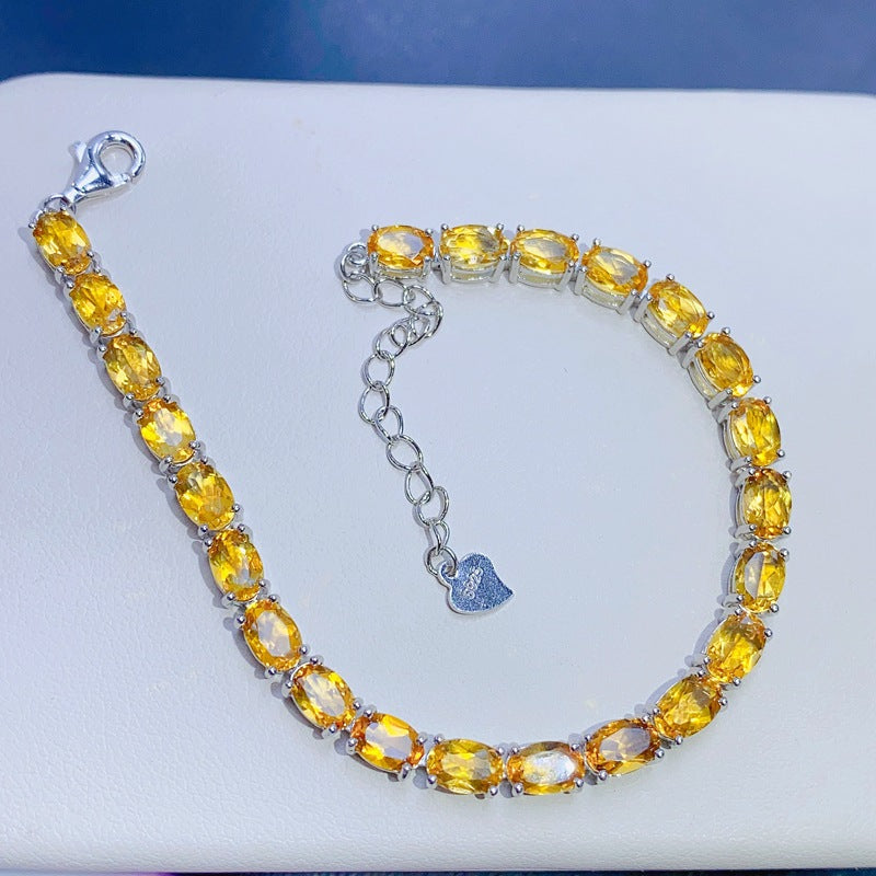 Fresh and Simple Citrine Bracelet in Sterling Silver with 4mm x 6mm Stones