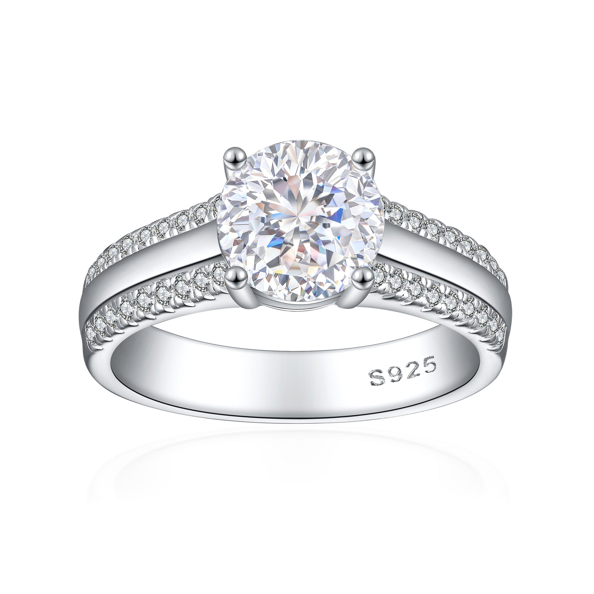 2.0-Carat Round Cut Simulated Diamond Wedding Set with Accents