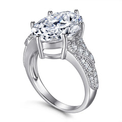 8.0-Carat Oval Cut Colorless Simulated Diamond Engagement Ring