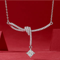 Moissanite Halo Pendant Necklace in Sterling Silver with White Gold Plating with GRA Certificate