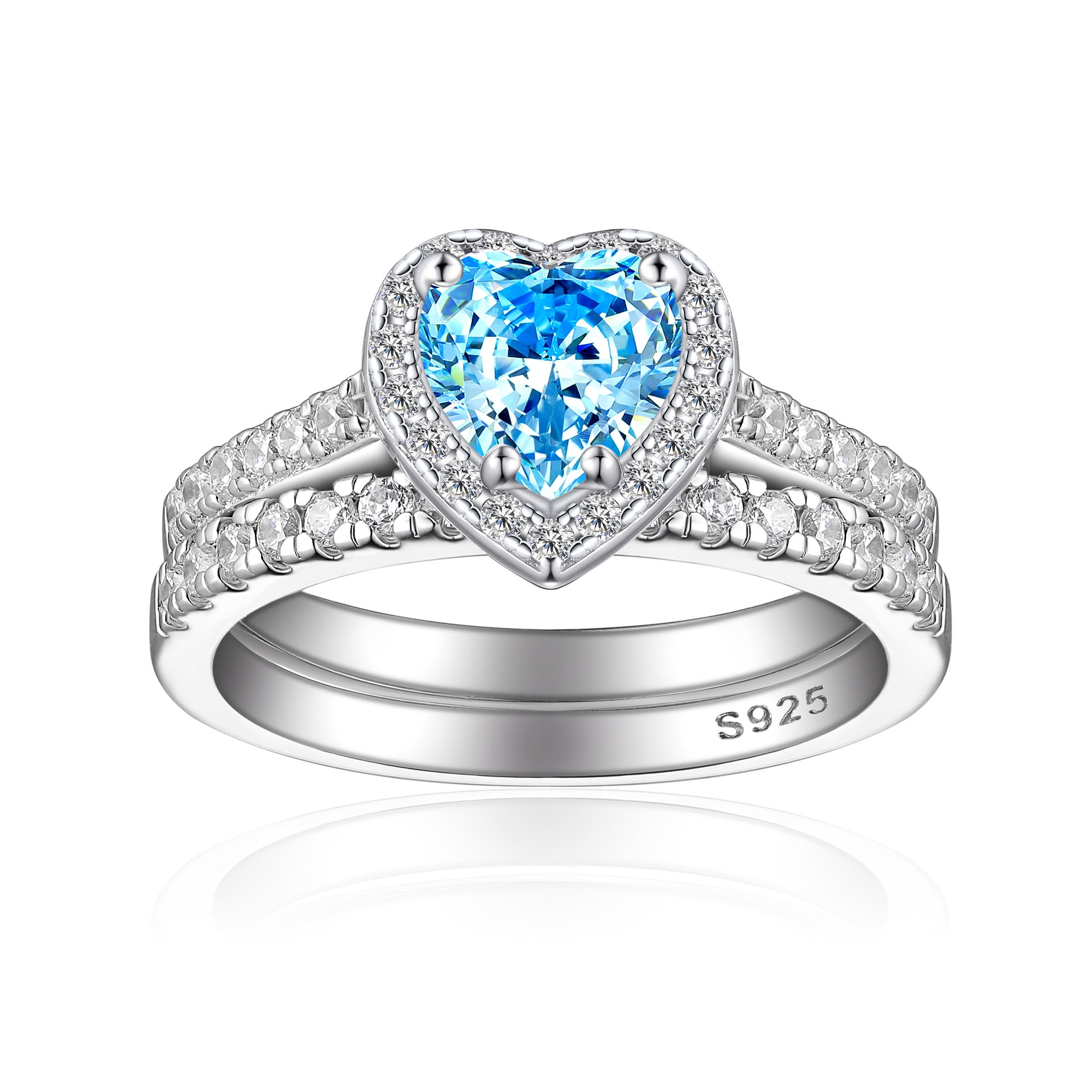 1.0-Carat Heart Cut Simulated Diamond Wedding Set with Accents & Halo Design