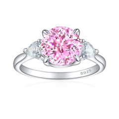 2.0-Carat Round Cut Simulated Multi-Color Diamond Engagement Ring with Three-Stone Setting