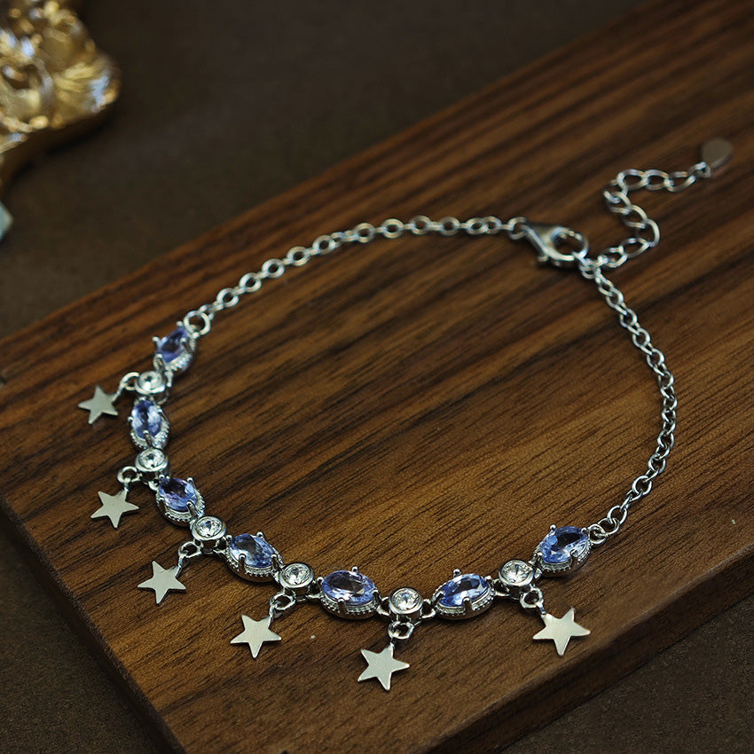 Tanzanite Oval Cut Bracelet in Sterling Silver with Silver Plating