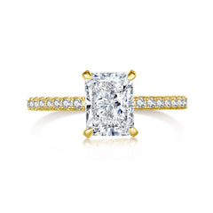 Accented 2.0-Carat Radiant Cut Pink/Colorless Simulated Diamond Engagement Ring