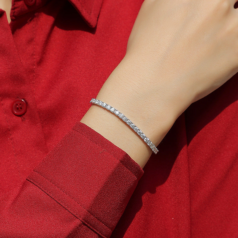 Moissanite Tennis Bracelet in White Gold Plated Sterling Silver with GRA Certificate