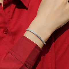 Moissanite Tennis Bracelet in White Gold Plated Sterling Silver with GRA Certificate