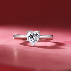 1-Carat Heart Cut Moissanite Adjustable Engagement Ring in Sterling Silver with GRA Certificate