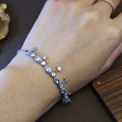 Tanzanite Oval Cut Bracelet in Sterling Silver with Silver Plating