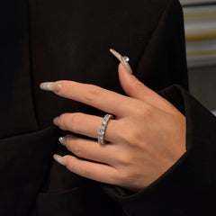 Round Cut Simulated Diamond Wedding Band in White Gold-Plated Sterling Silver with 4-Prong Setting