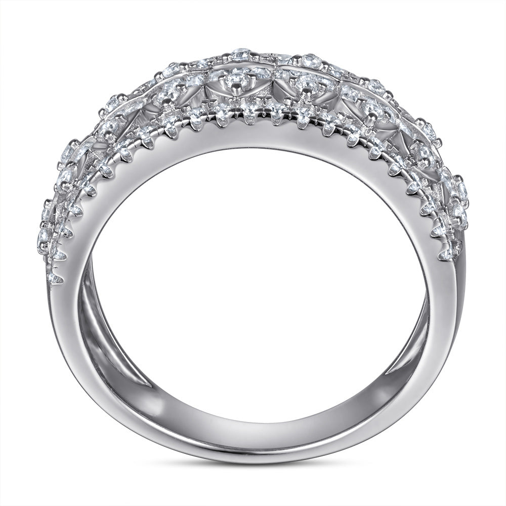 Simulated Diamond Wedding Band in White Gold-Plated Sterling Silver