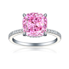 5.0-Carat Round Cut Simulated Diamond Engagement Ring with Accents and 4-Prong Setting