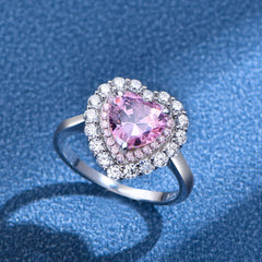 Heart-Cut Pink and Yellow Simulated Diamond Jewelry Set in Sterling Silver