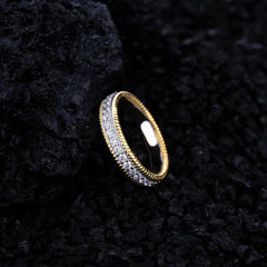 Simulated Diamond Round Wedding Band in 18K Gold-Plated Sterling Silver