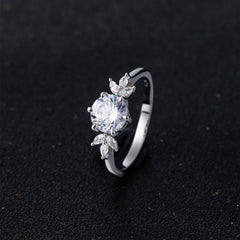 6.5mm Round Cut Colorless Simulated Diamond Engagement Ring