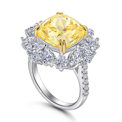 7.0-Carat Round Cut Simulated Yellow Diamond Engagement Ring with 4-Prong Setting