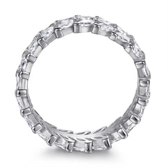 Marquise Cut Simulated Diamond Wedding Band in White Gold-Plated Sterling Silver