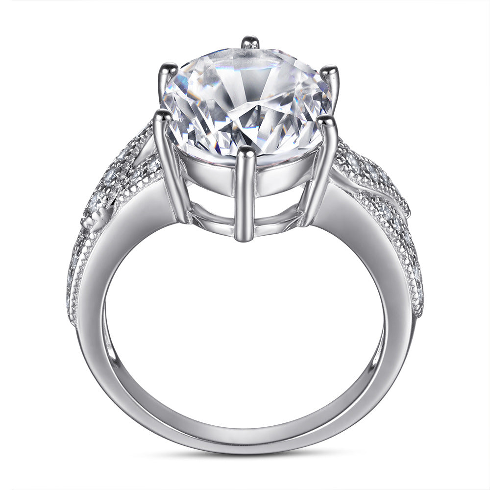 8.0-Carat Oval Cut Colorless Simulated Diamond Engagement Ring