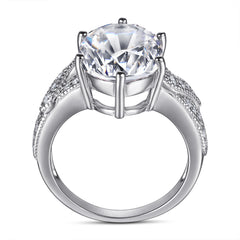 8.0-Carat Oval Cut Colorless Simulated Diamond Engagement Ring