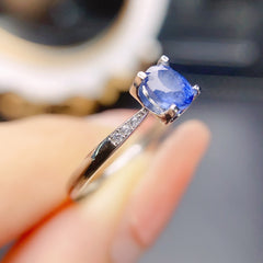 Sapphire Oval Cut Engagement Ring with Accent Stones in Sterling Silver