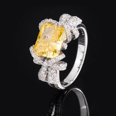 2.5-Carat Radiant Cut Yellow and Peach Simulated Diamond Engagement Ring