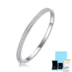 Moissanite Pave Bangle Bracelet in Sterling Silver with White Gold Plating with GRA Certificate