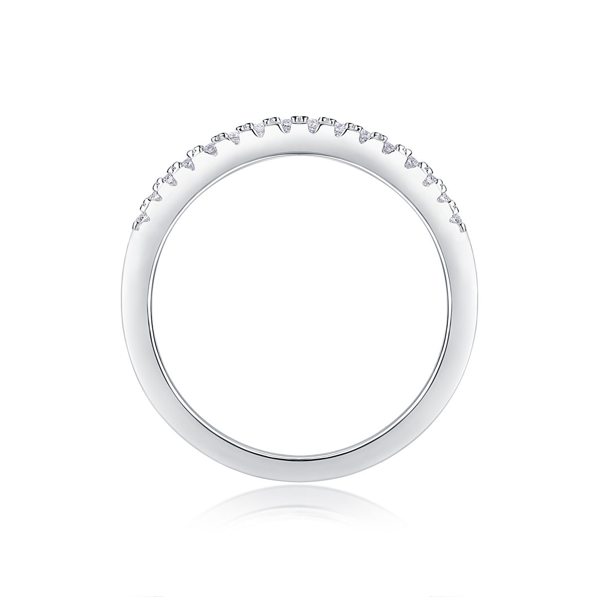 Round Moissanite Stackable Wedding Set in Sterling Silver with Luxe Accents with GRA Certificate