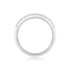 Round Moissanite Stackable Wedding Set in Sterling Silver with Luxe Accents with GRA Certificate