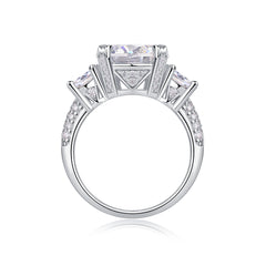 5-Carat Round Moissanite Cluster Engagement Ring in Sterling Silver with GRA Certificate