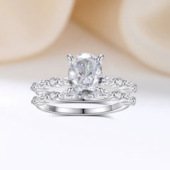 2.5 Carat Oval Simulated Diamond Wedding Set in Sterling Silver